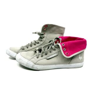 Le Coq Sportif High Top Canvas Women Size 7 Contrast Fold Down